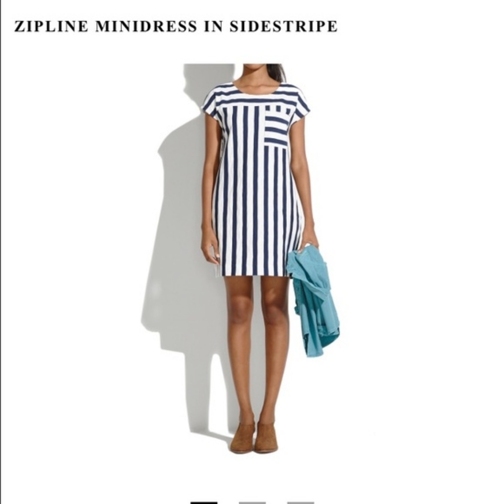 Madewell Blue and White Zipline Dress Size XS